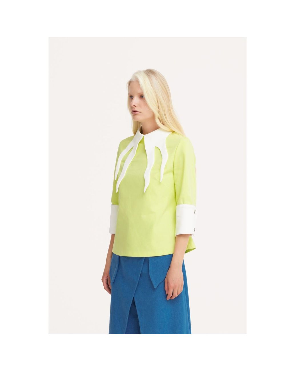 Julia Allert Yellow Semi-Formal Blouse With Double Contrasting Details Light Lime