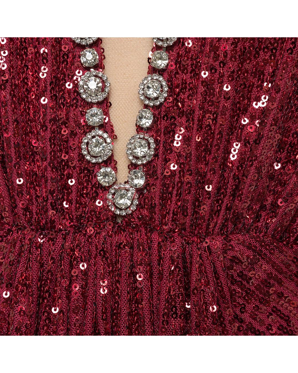 Nissa Red Sequined Halterneck Maxi Dress