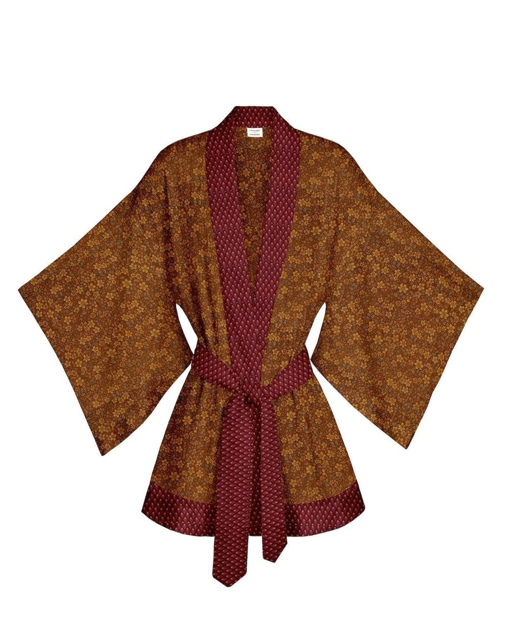 Artemis Muse Brown One Of A Kind Recyled Sari Kimono Unique One Hundred And Fifteen