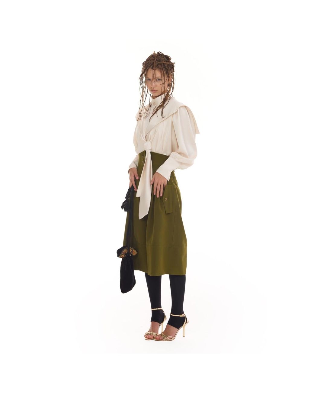 Julia Allert Green High-Waisted Cargo Culotte Shorts –