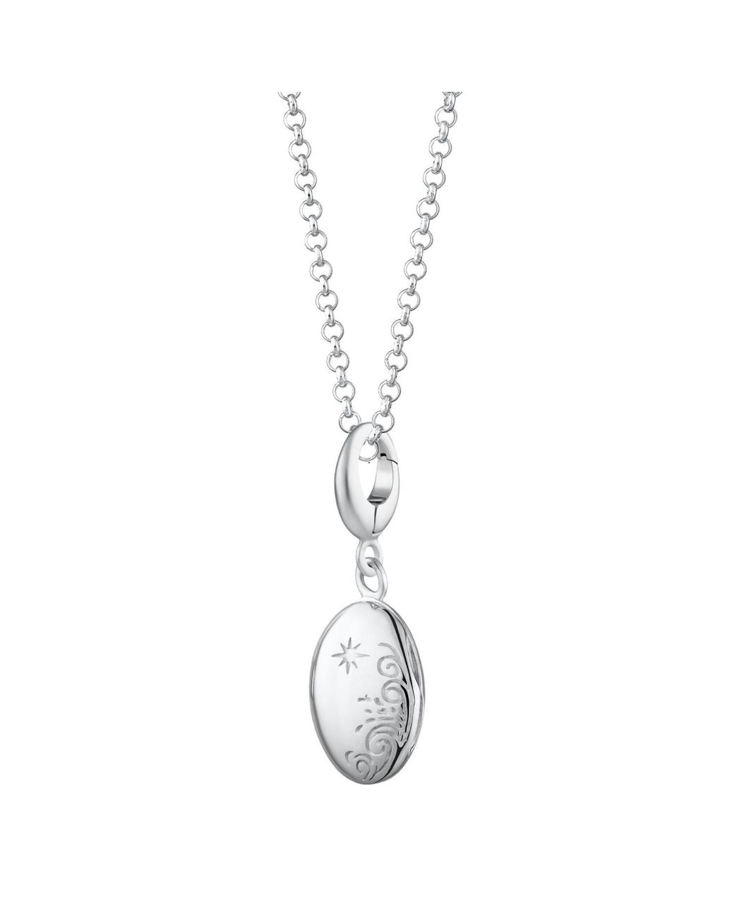 Lily Charmed Metallic Sterling Tiny Celestial Locket Necklace