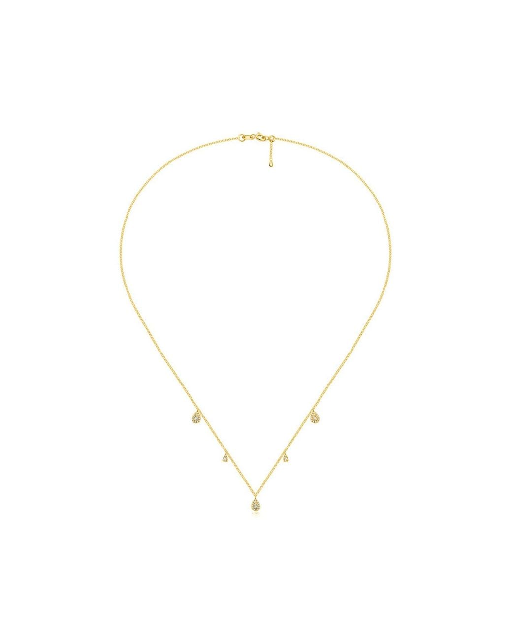 Genevieve Collection Metallic 18k Yellow Gold Drop Shape Diamond Necklace / Choker