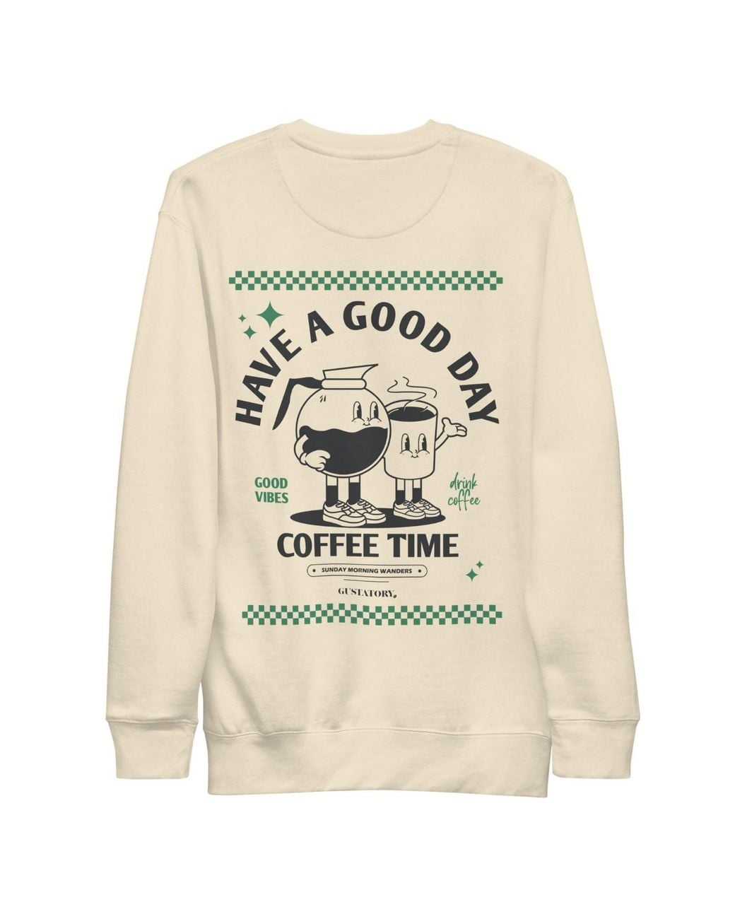 Anchor and Crew Natural Neutrals Bone Gustatory Have A Good Day Cotton Blend Embroidered Sweatshirt for men