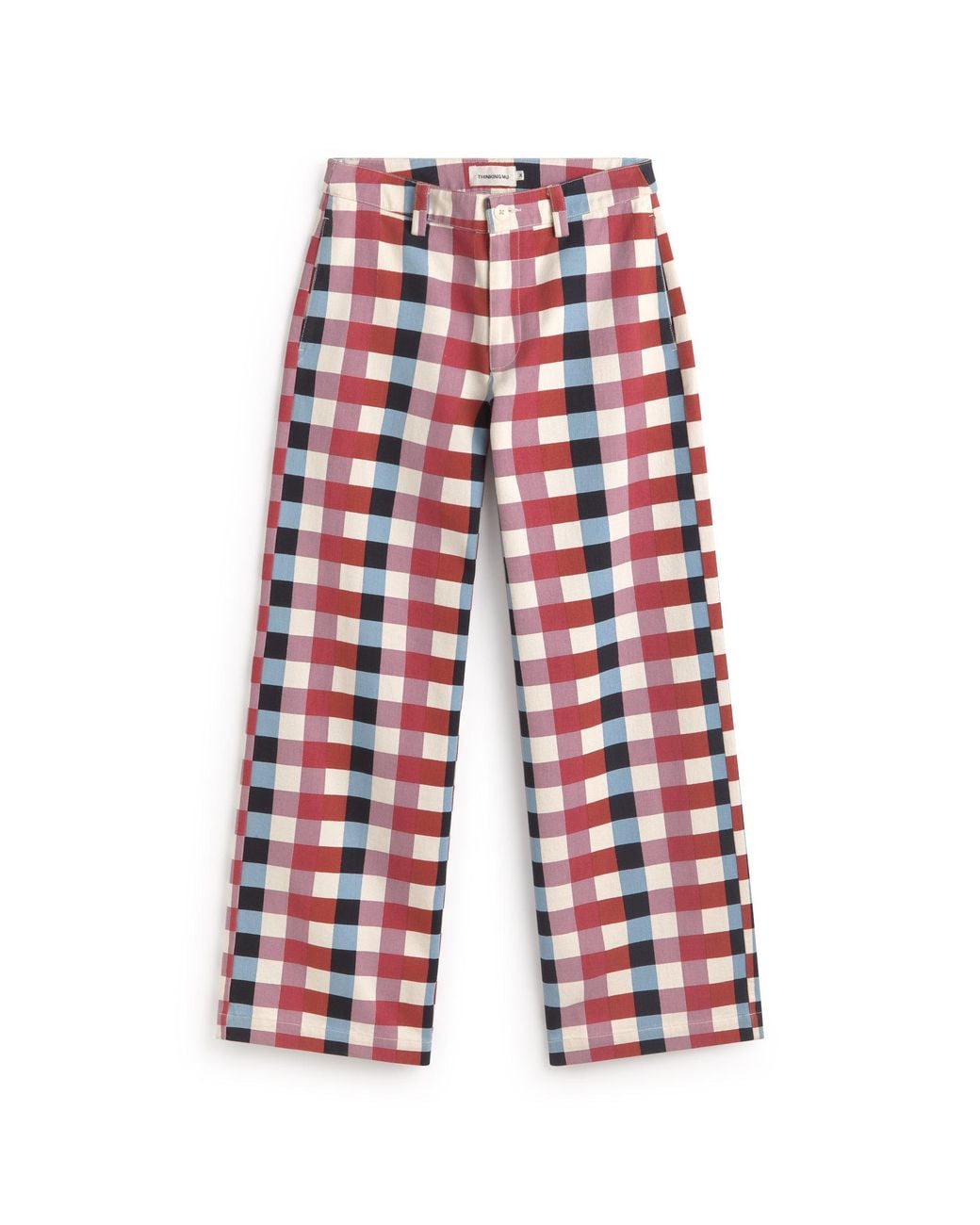 Thinking Mu Red Check Cheshire Serena Straight Trousers