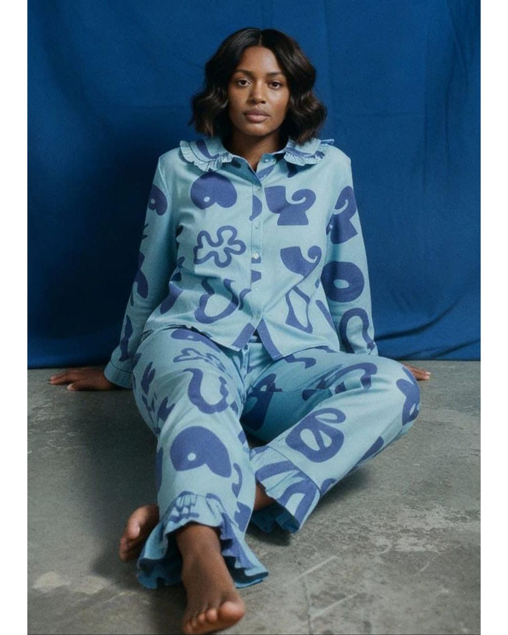 Wild Clouds Blue Organic Cotton Pyjama Shirt