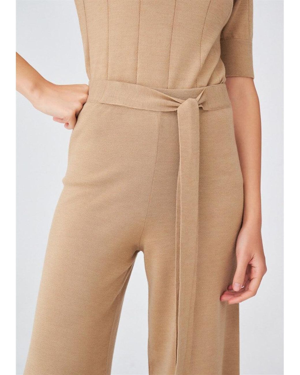 Peraluna Brown Bell Bottom Knit Trousers