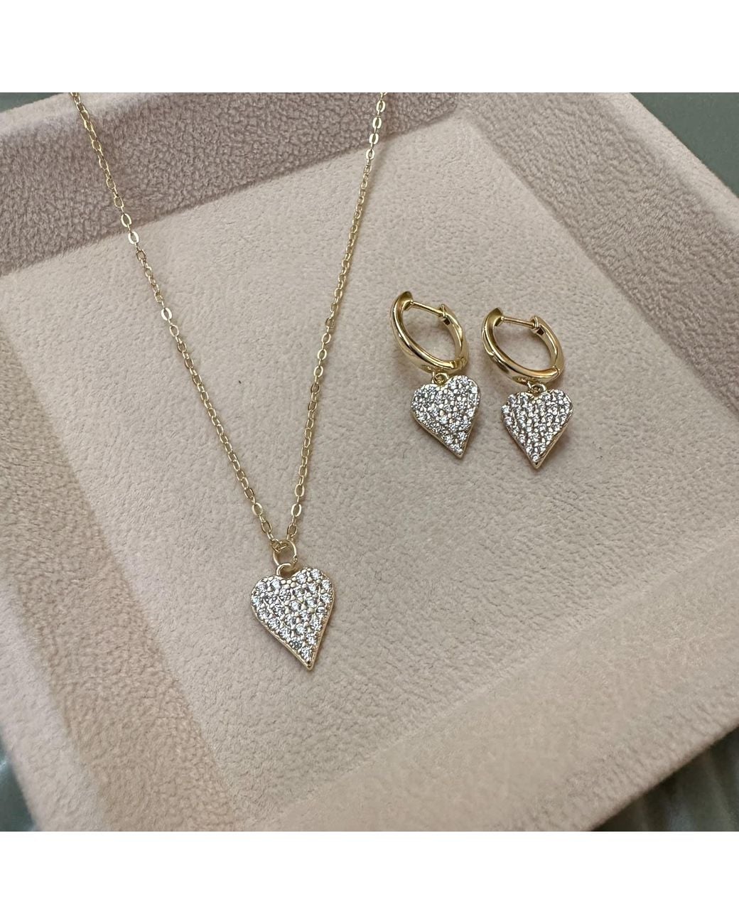 Clemence Wren Metallic Sparkly Heart Pendant Necklace