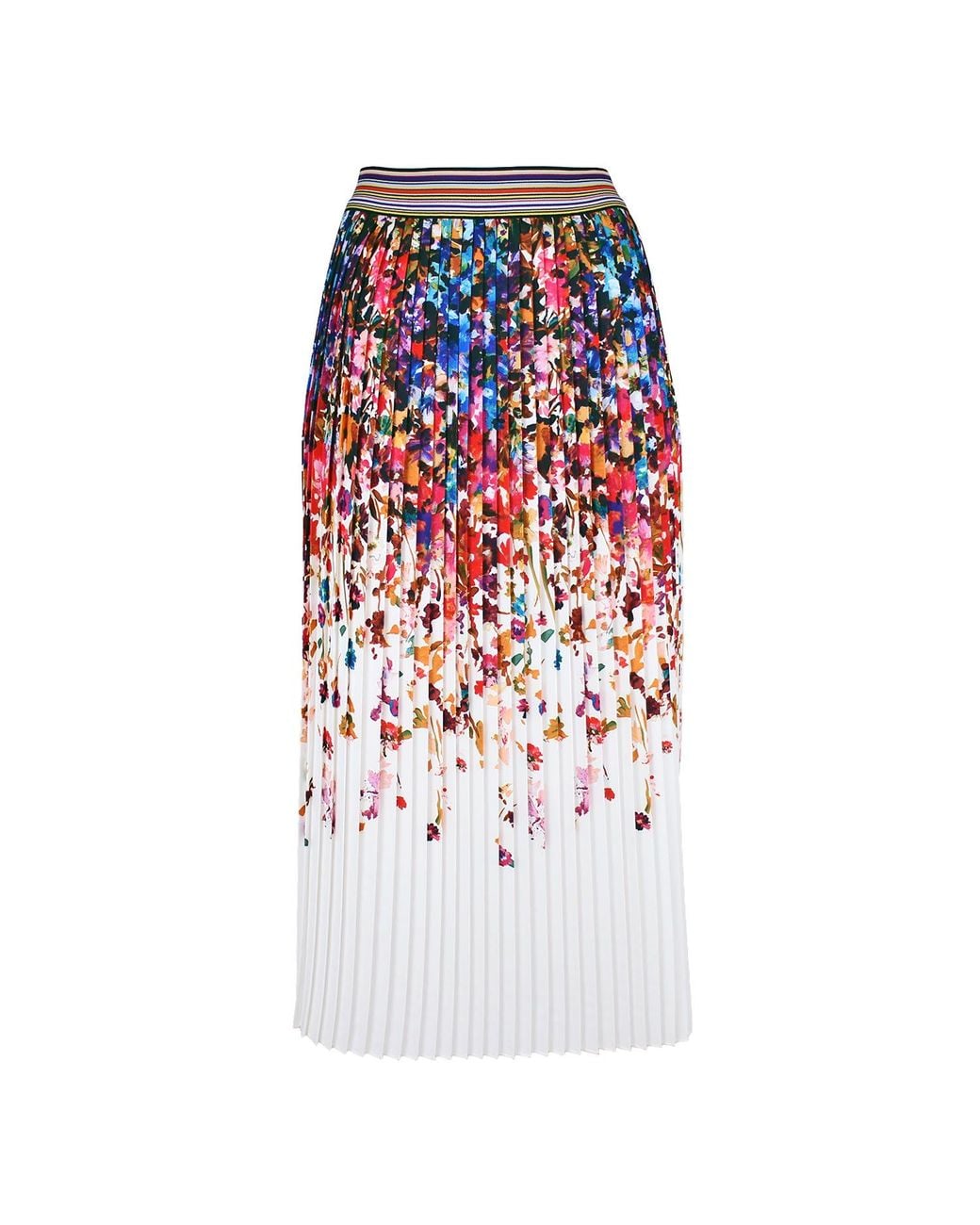 Lalipop Design White Floral Print Pleated Midi Skirt – Recycled Fabric