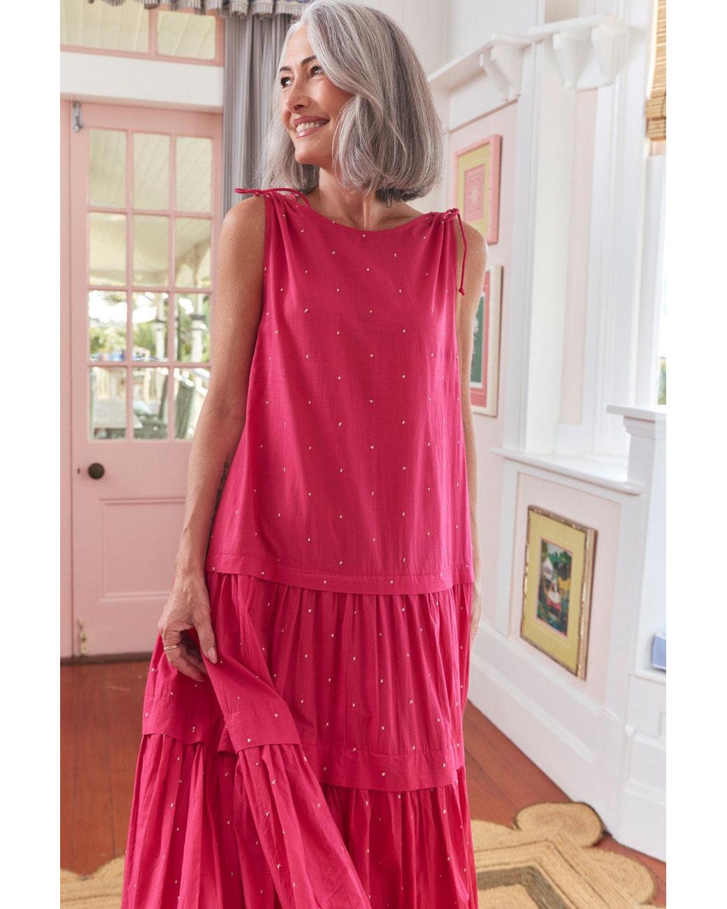 Adrift Clothing Pink Millie Reversible Bubble Hem Dress