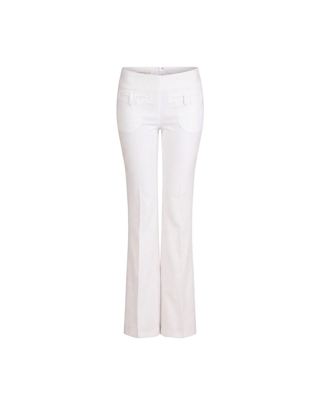 Love and Nostalgia White The Motor Running Loop And Button Front Pant