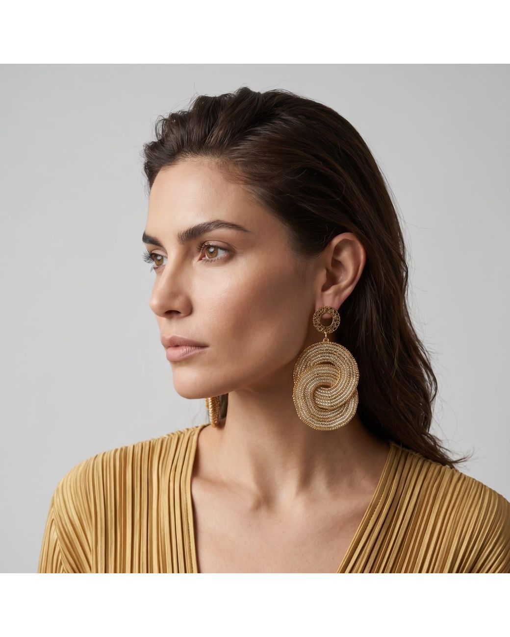 Iliana Arrazola Metallic Crisscrossed Circle Dangle Earrings, Glass Beads, Beaded Jewelry