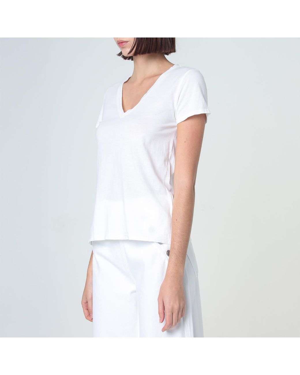 NOEND White Supima Cotton V Neck Tee