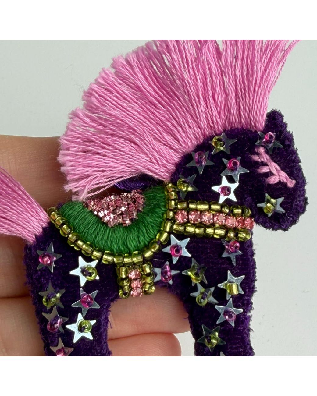 VETKA Pink Handmade Horse Brooch- Star