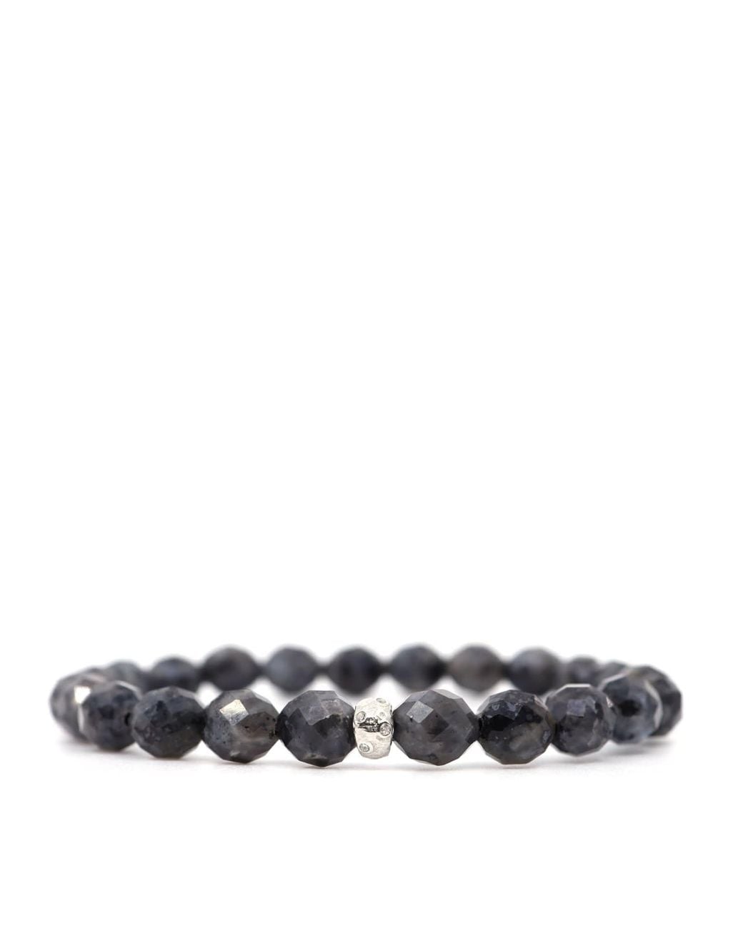 Shar Oke Multicolor Larvikite & Sterling Cubic Zirconia Bracelet for men