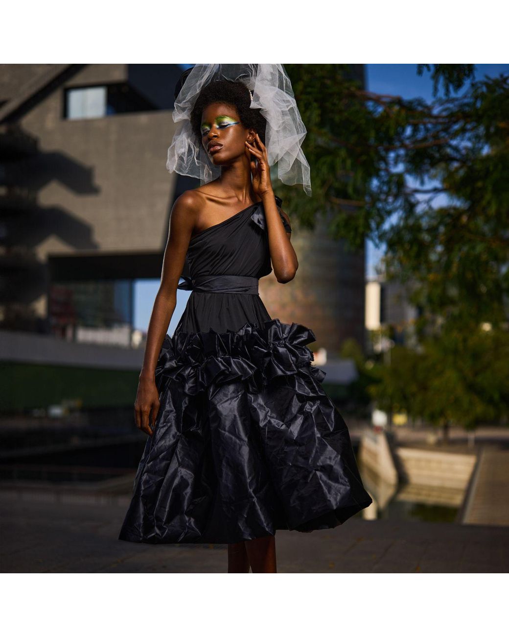 Miro Misljen Black One Shoulder Dress