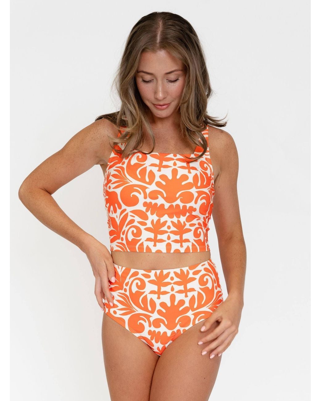 Lime Ricki Swimwear Orange Terracotta High-Waist Bottom