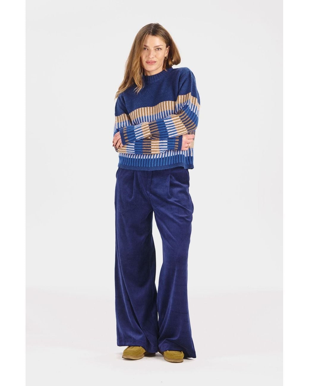 Komodo Blue Sofia Organic Cotton Velvet Trousers