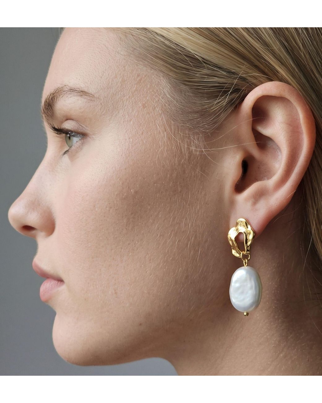 Uchi and Soto Metallic Shinju Baroque Pearl & Molten Earrings
