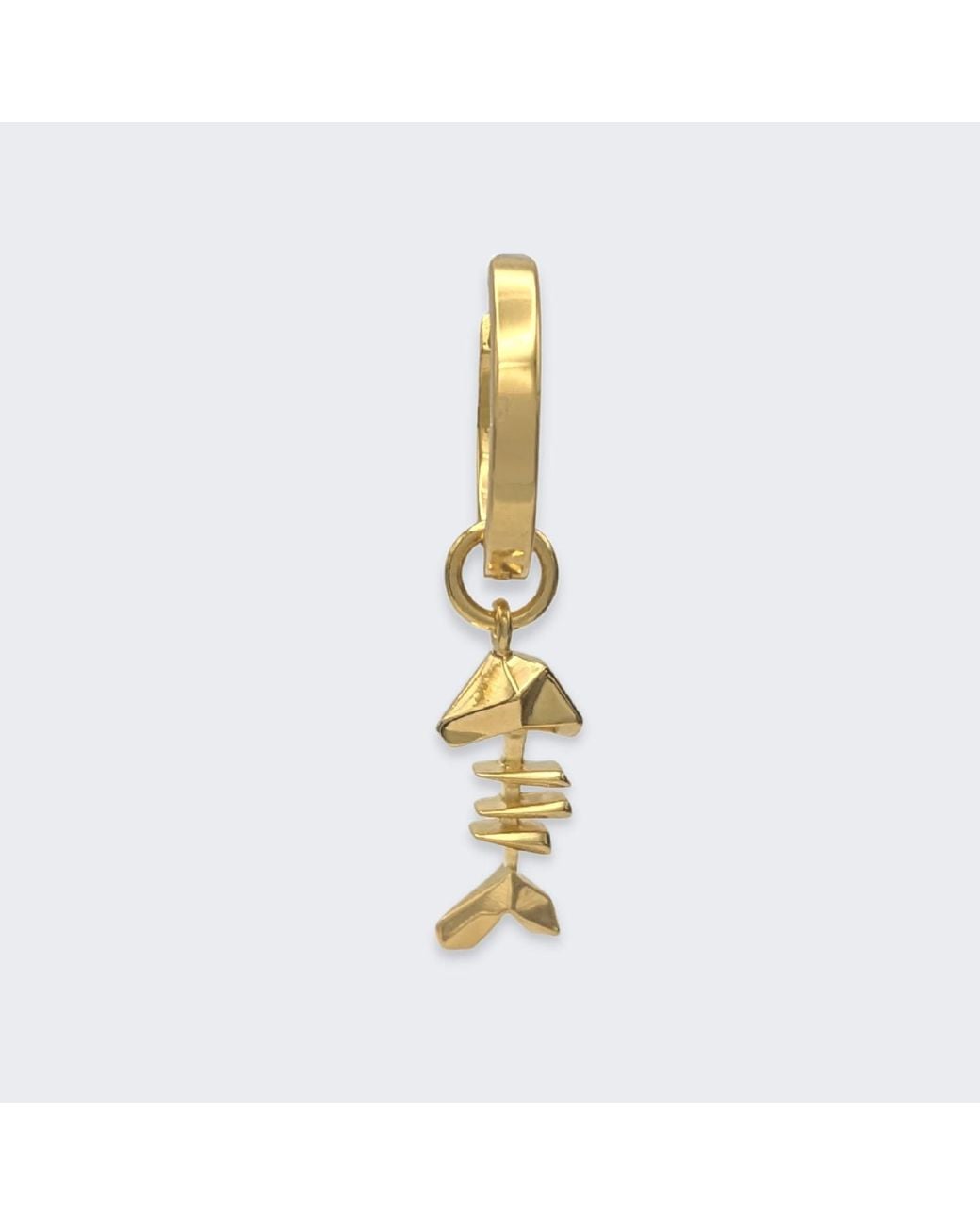 Frenvyrn Metallic Mars 18K Vermeil Fish Bone Huggie Hoop Earring Single for men