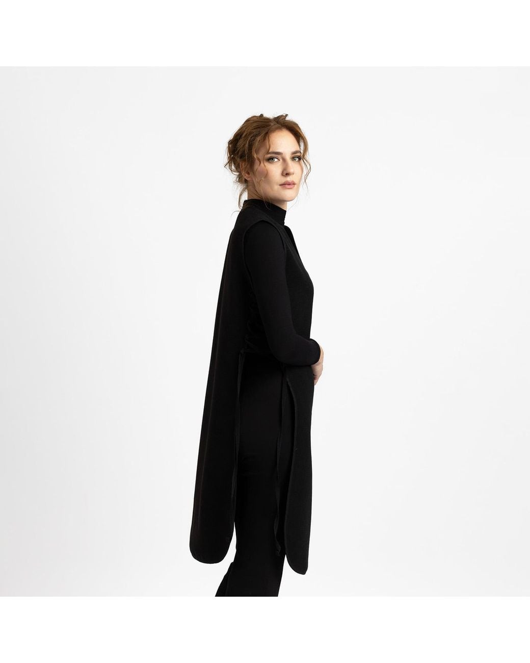IZABELA MANDOIU Black Long Vest With Side Laces