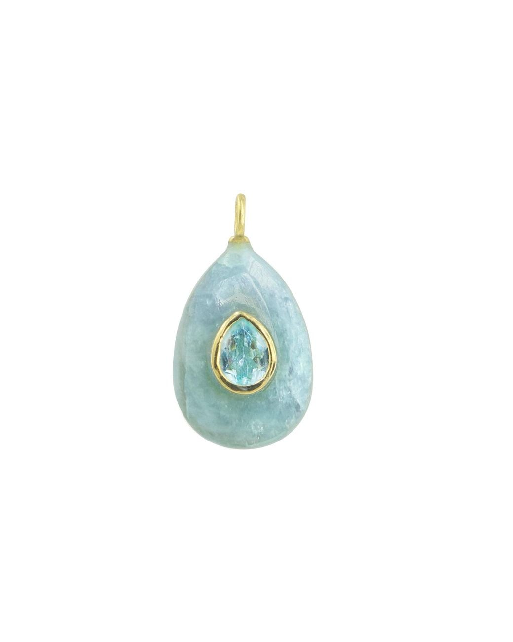 KAMARIA Blue Aquamarine Gemstone Pendant With Topaz