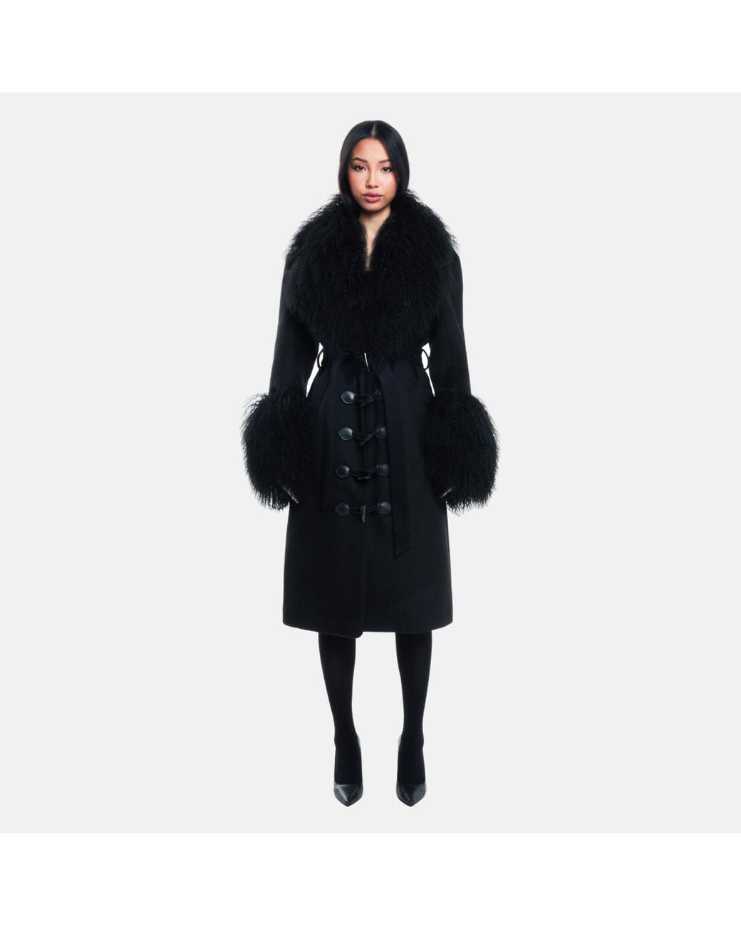 OW Collection Black Frances Wool Coat