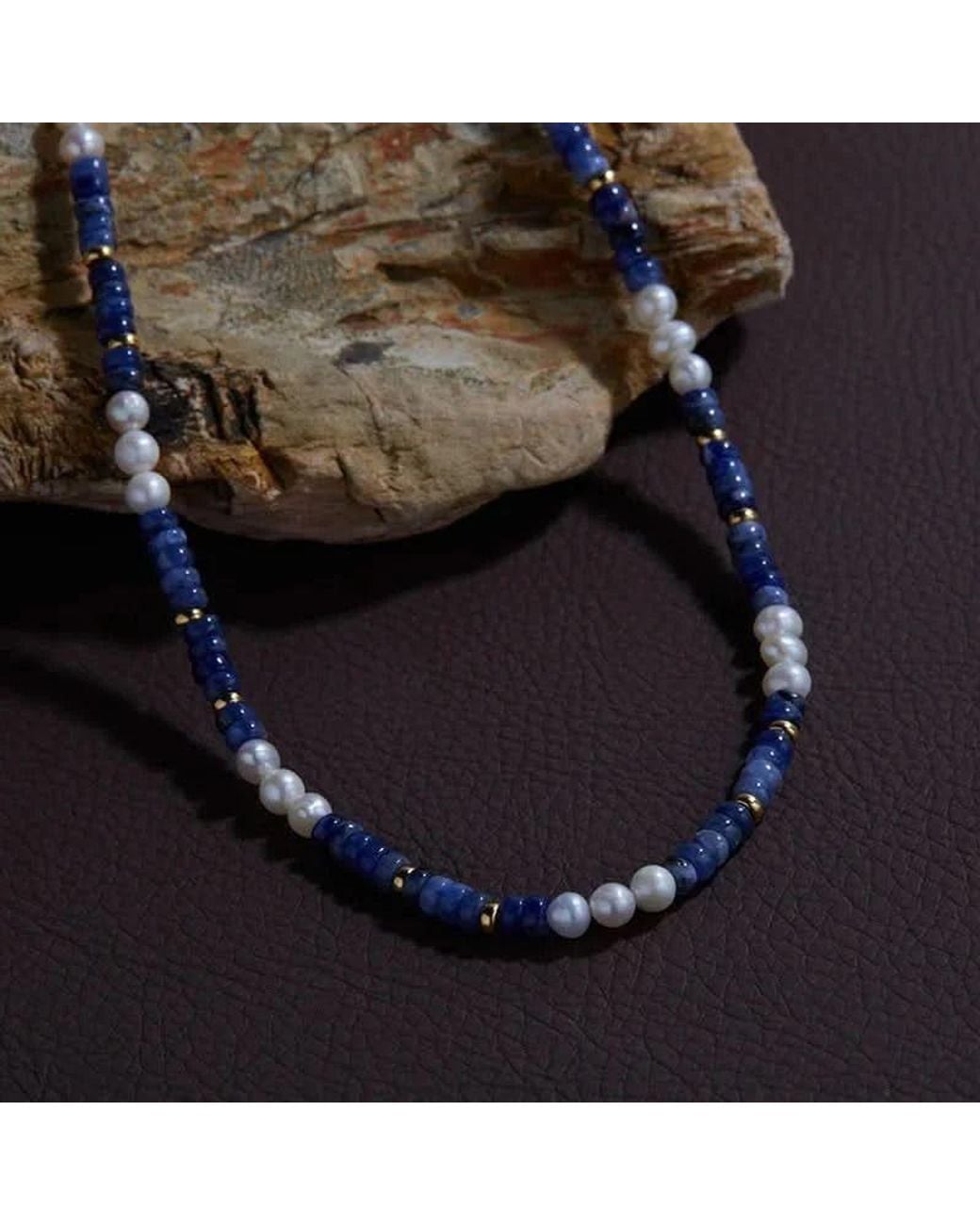Angel Barocco Blue Natural Pearl & Stone Necklace