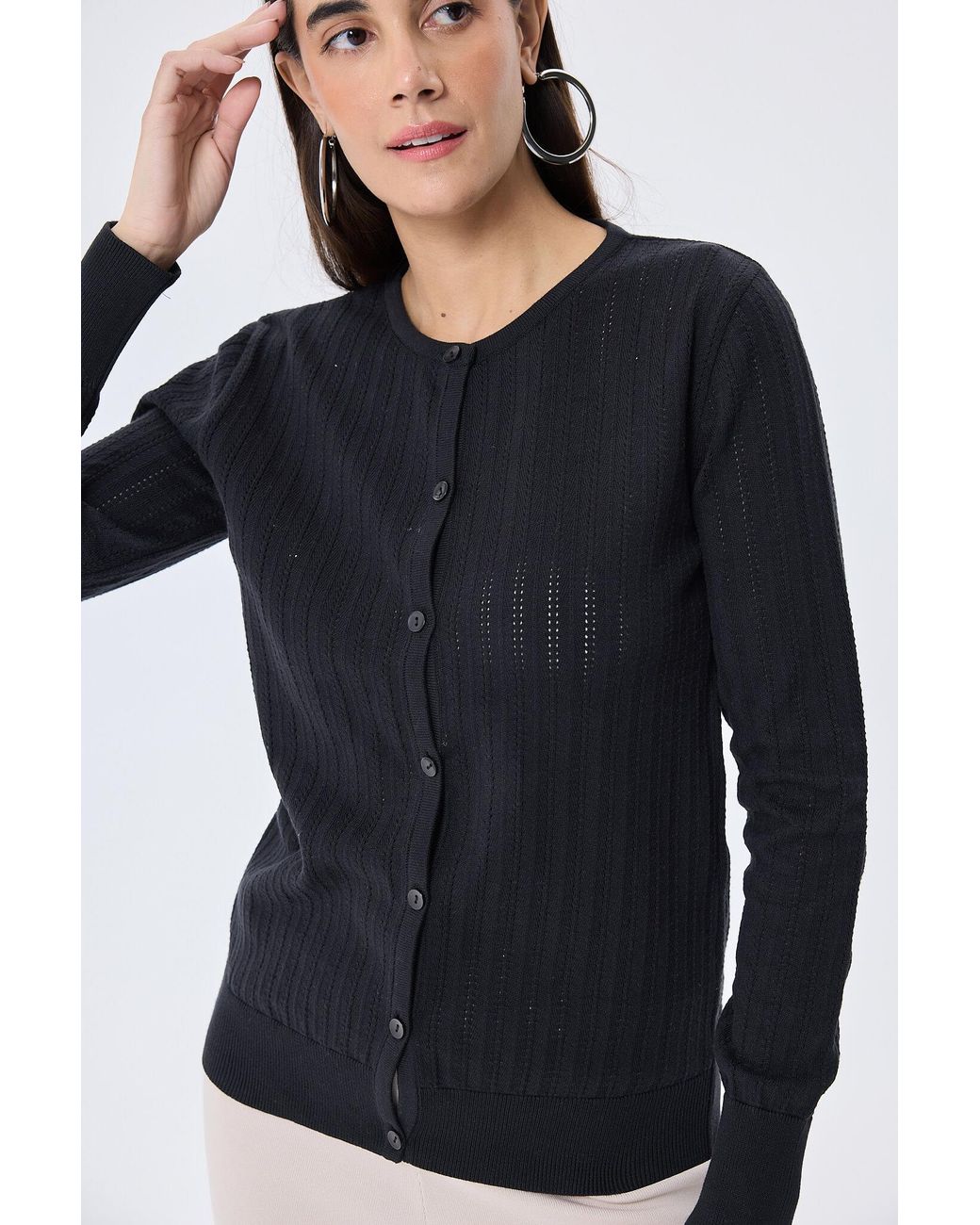 Peraluna Blue Celine Openwork Knit Cardigan