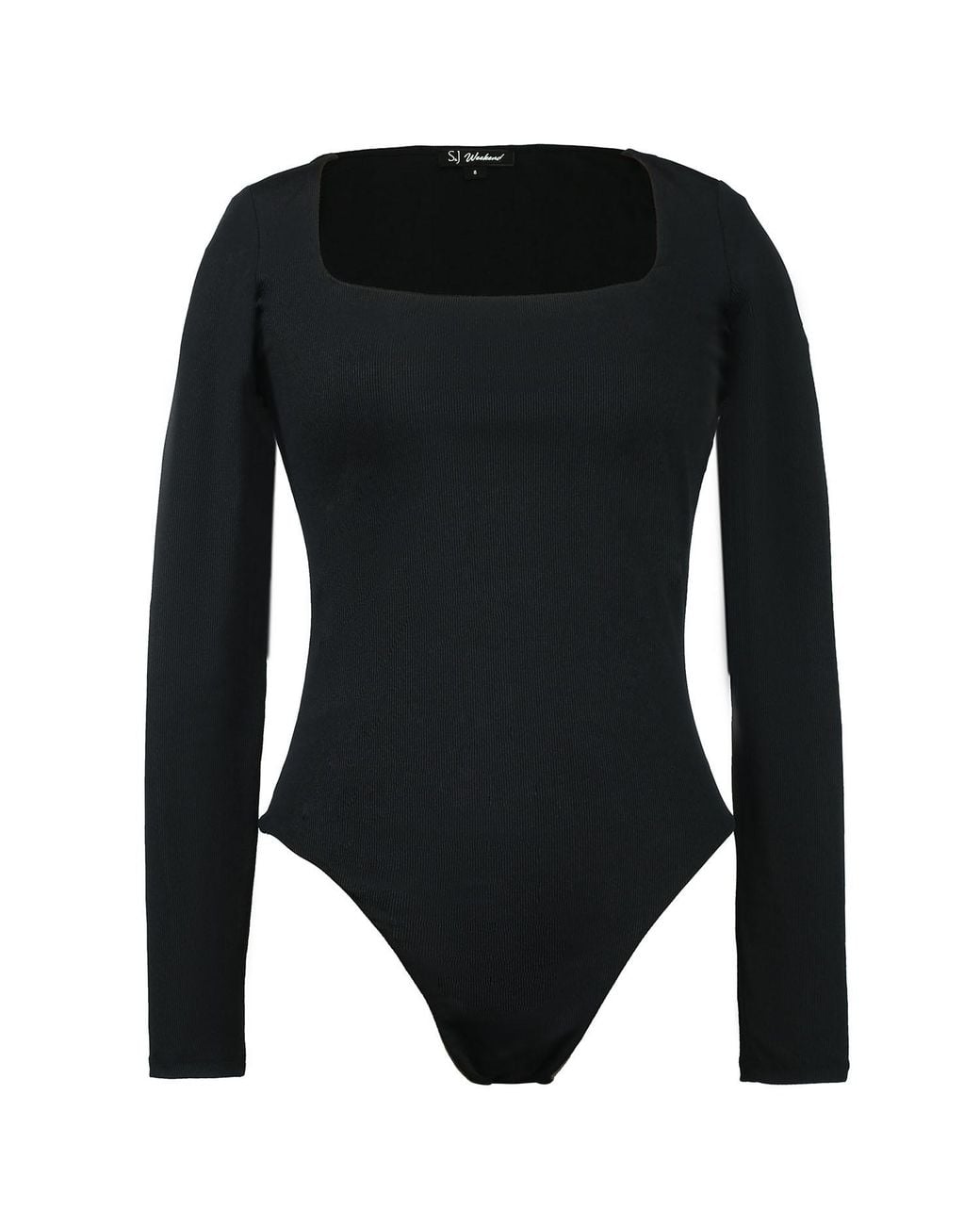 Smart and Joy Black Square Necklinbe Bodysuit