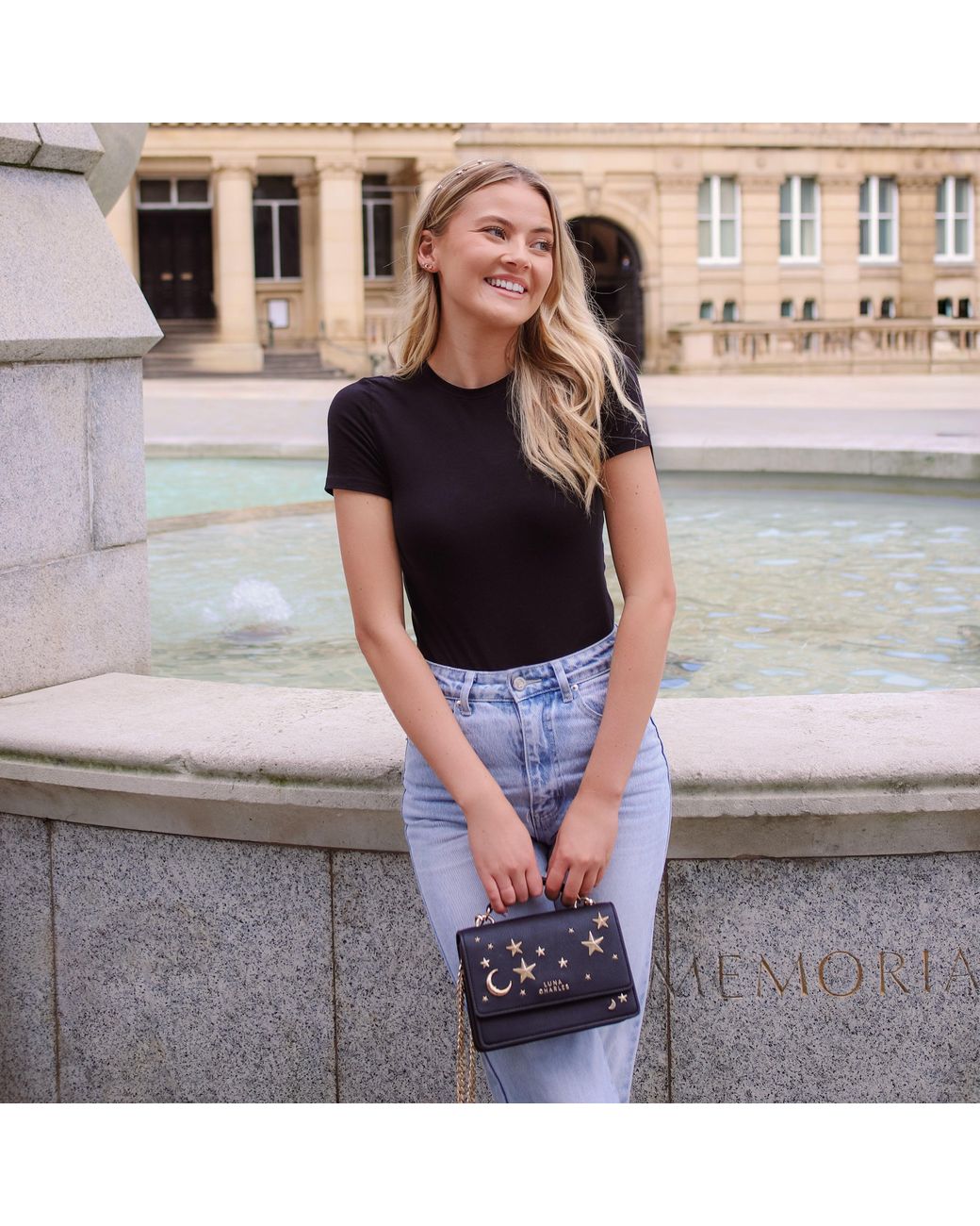 Luna Charles Black Nova Star Studded Handbag