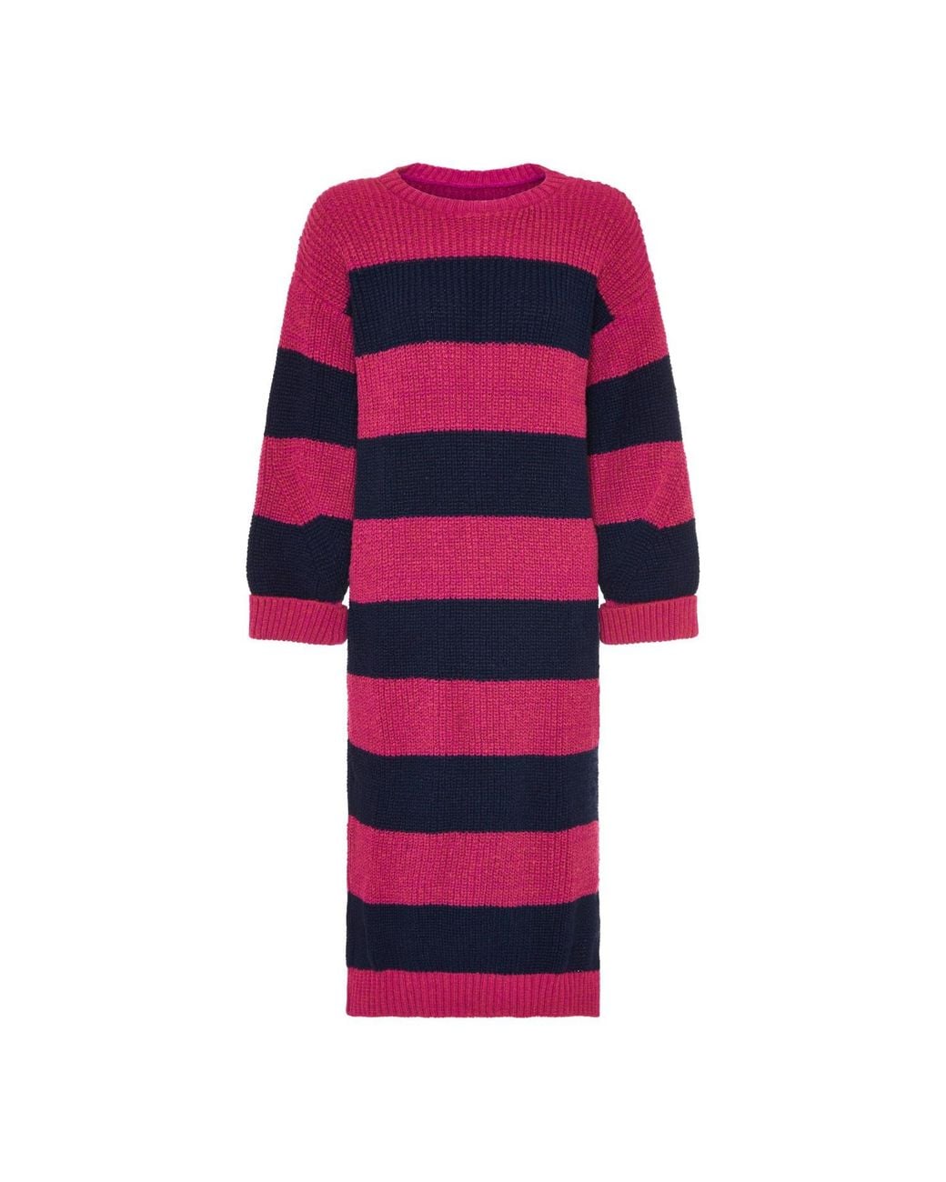 Cara & The Sky Red Antonia Chunky Stripe Midi Knitted Dress