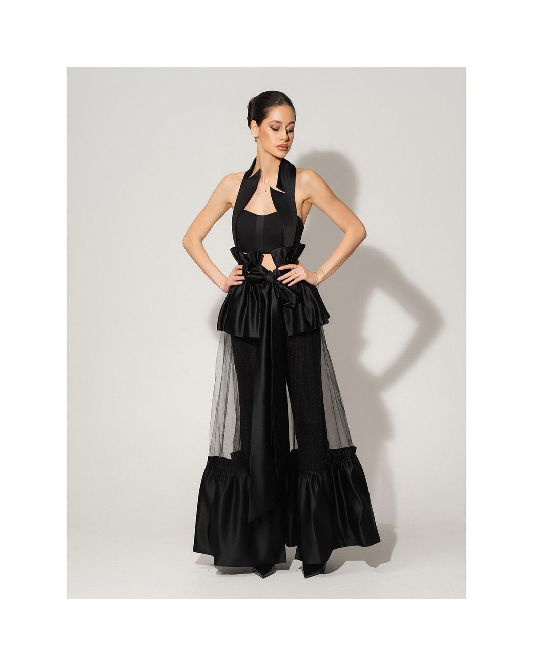 Tia Dorraine Black Fairytale Floor-Length Self-Tie Overskirt
