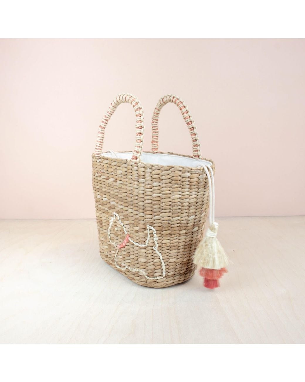LIKHÂ Natural Mini Tote Bag With Embroidered Westie