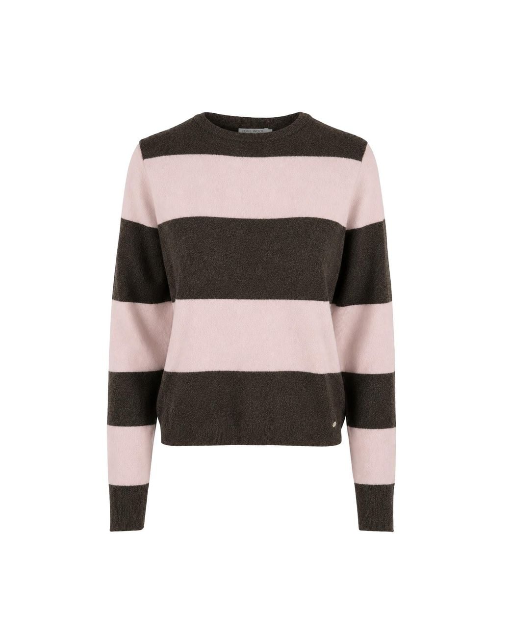 tirillm Black Sasha Basic Cashmere Pullover With Round Neck, Stripes