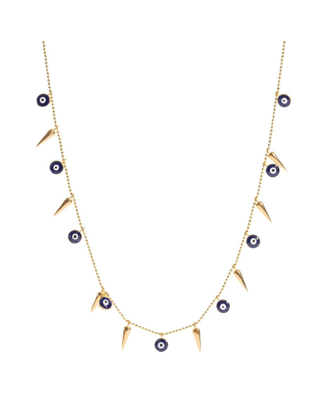 Ebru Jewelry Metallic Evil Eye & Spike Charm Necklace