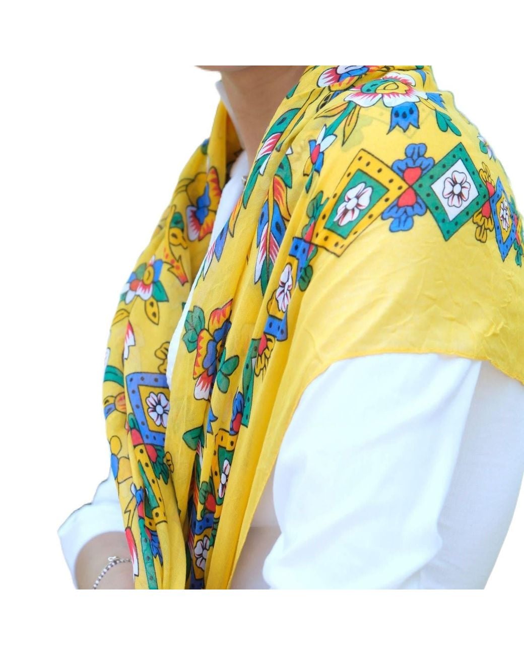 Springmoonatelier Yellow Floral Scarf
