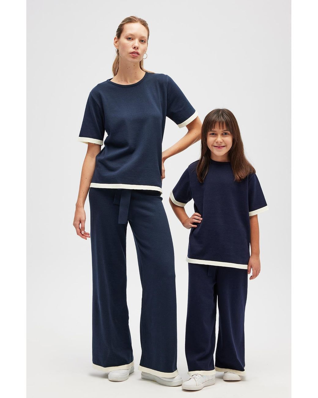 Peraluna Blue Rumi Waistbanded Knit Trousers