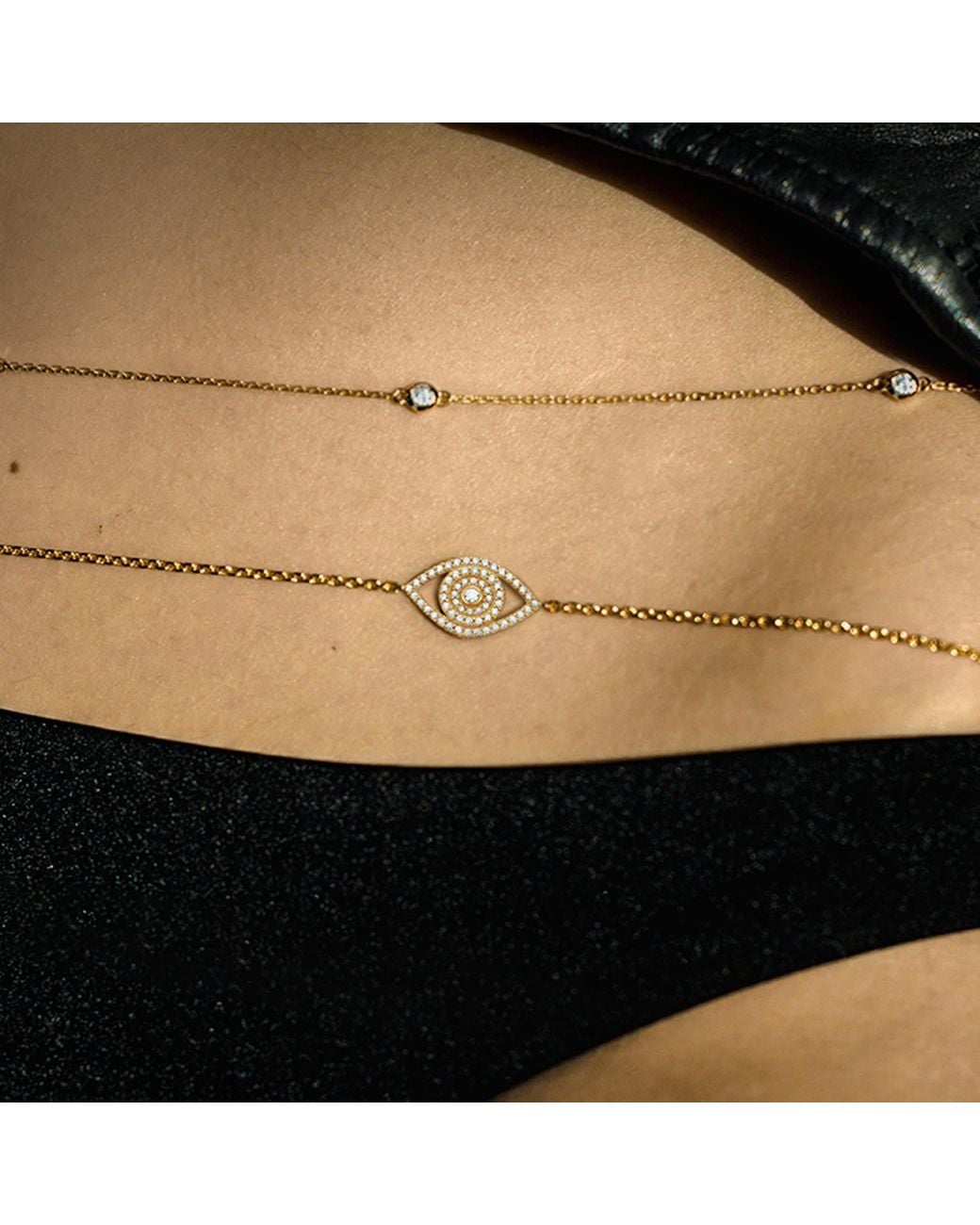 SALLY SKOUFIS White Bold Minx Waist Chain With Made Diamonds