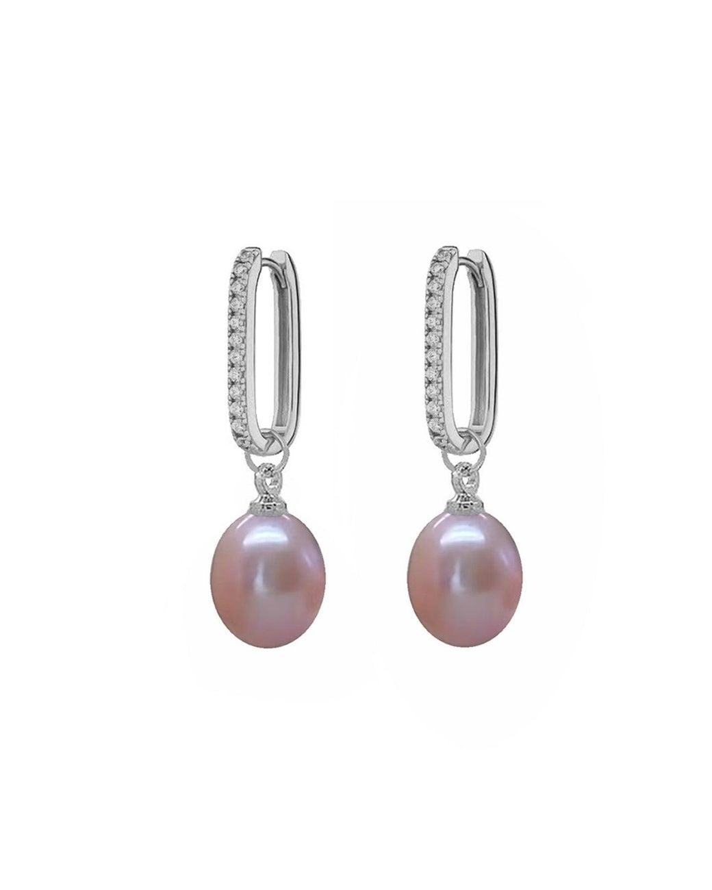 Ninemoo Pink Gleaming Zircon Pearls Earrings