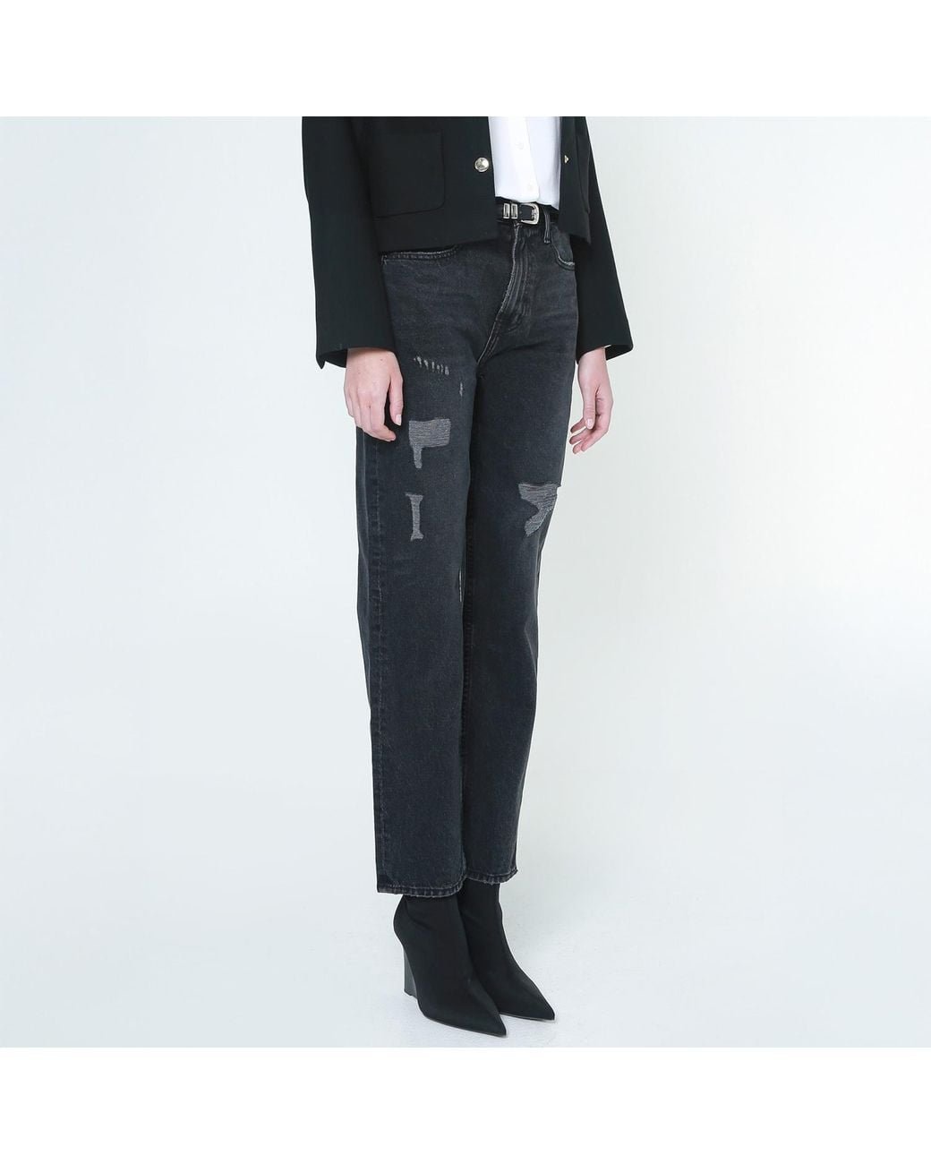 NOEND Blue Slacker Low Rise Relaxed Straight