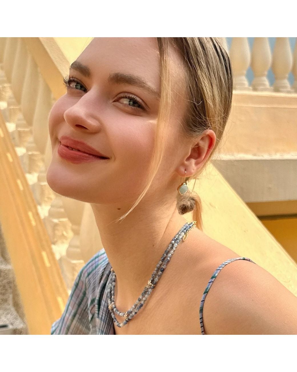 Farra Blue Double Layers Faceted Kyanite With Zircon Stone Collar Necklace