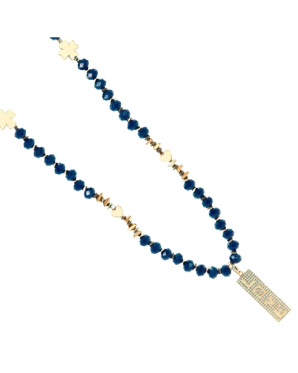 Ebru Jewelry Blue Forever Loved Pendant Beaded Necklace