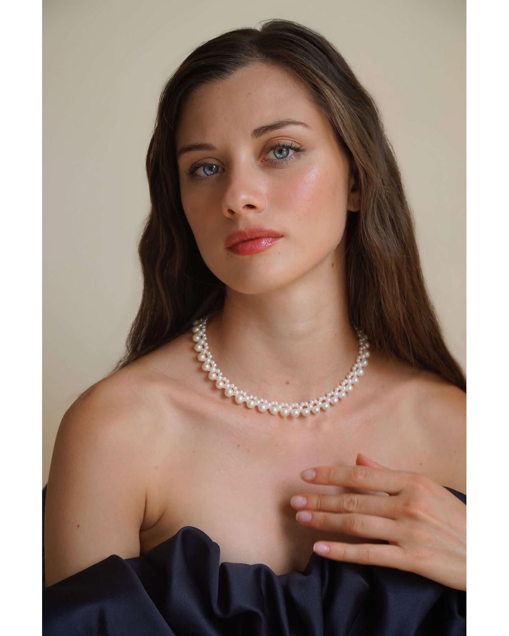 Katy Faye Metallic Adèle Pearl Necklace