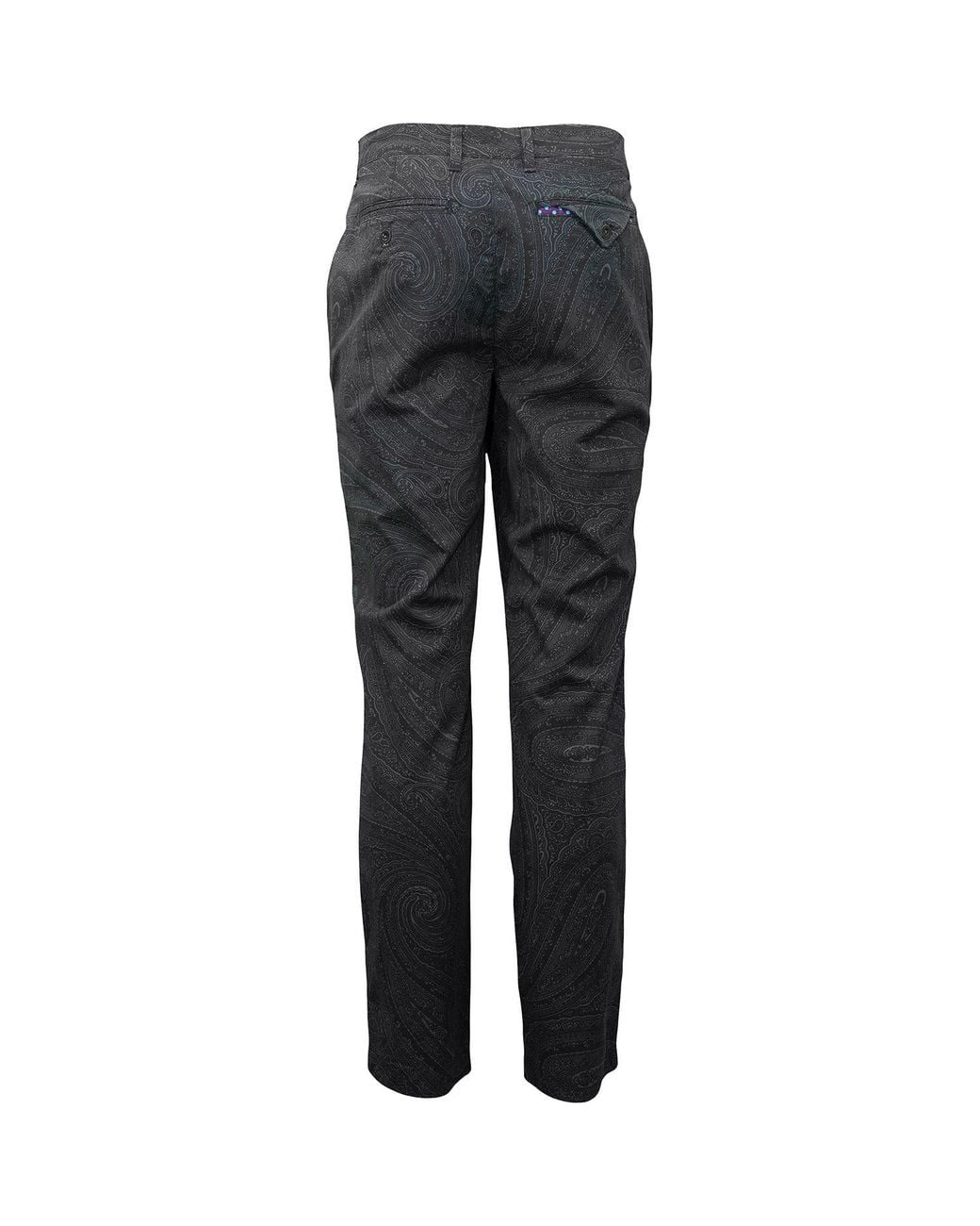 Lords of Harlech Blue Luxurious Paisley Printed Stretch Twill Trousers for men