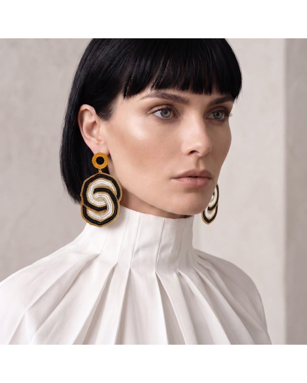 Iliana Arrazola Metallic Crisscrossed Circle, Dangle Earrings, And, Glass Beads, Beaded Jewelry