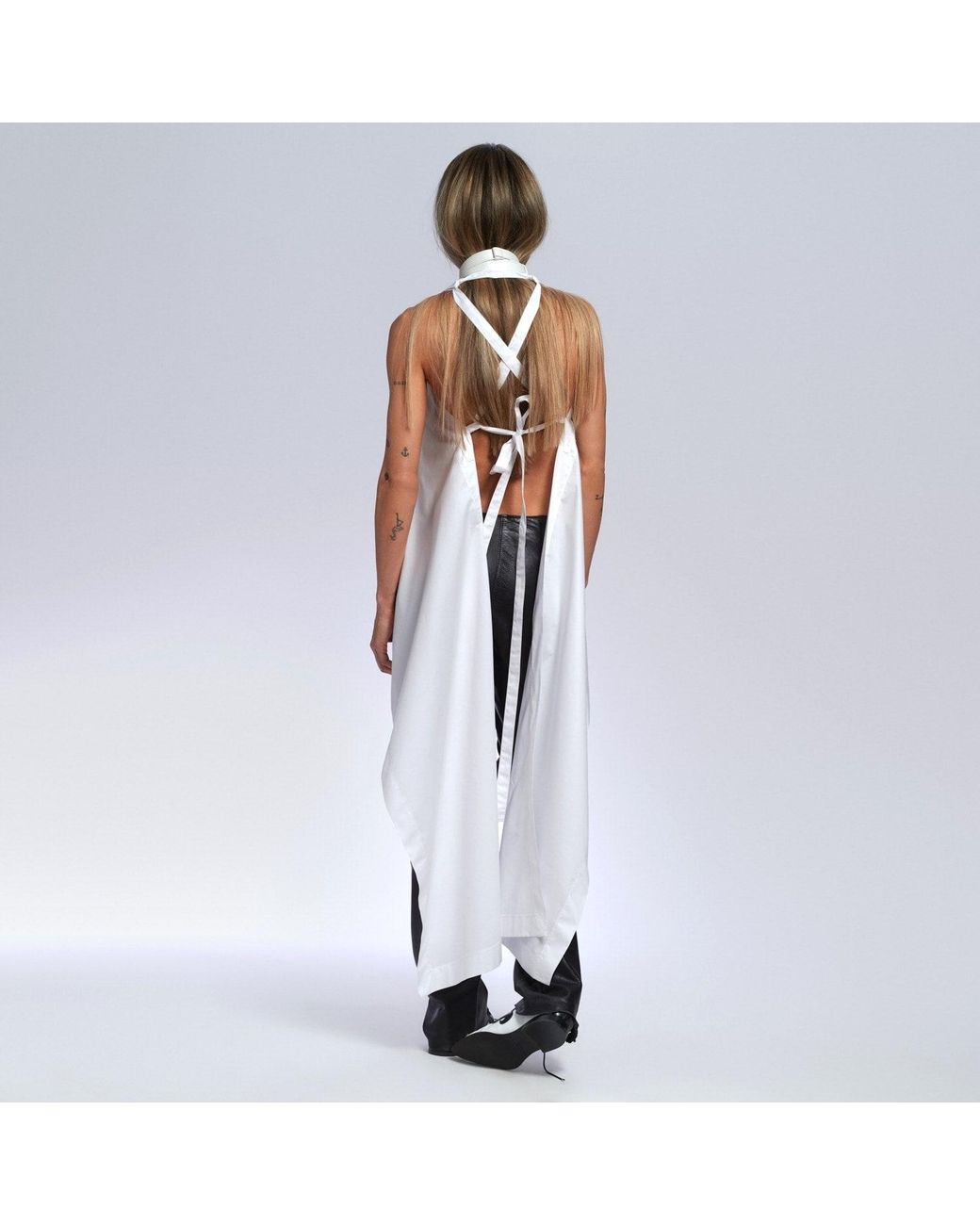 Hedare White Zaya Backless Cotton Tank Top