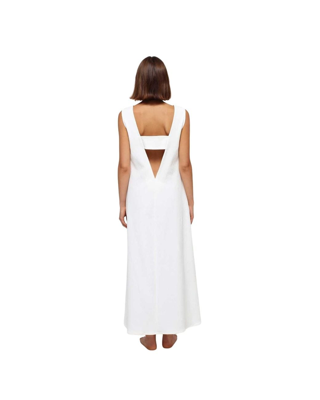 Humans & Land White V-Neck Maxi Dress With Pockets