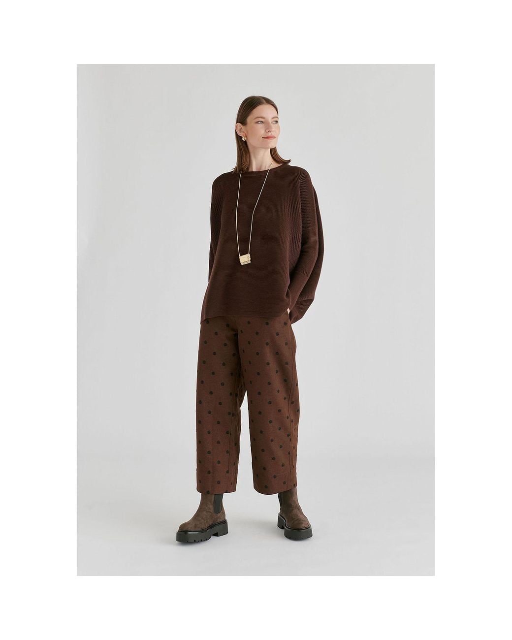 Paisie Brown Ribbed Jumper