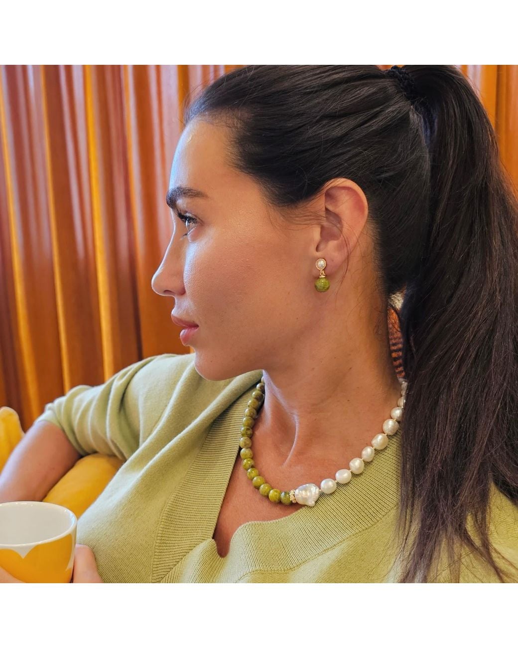 Farra Yellow Opal And Freshwater Baroque Pearl Classic Necklace