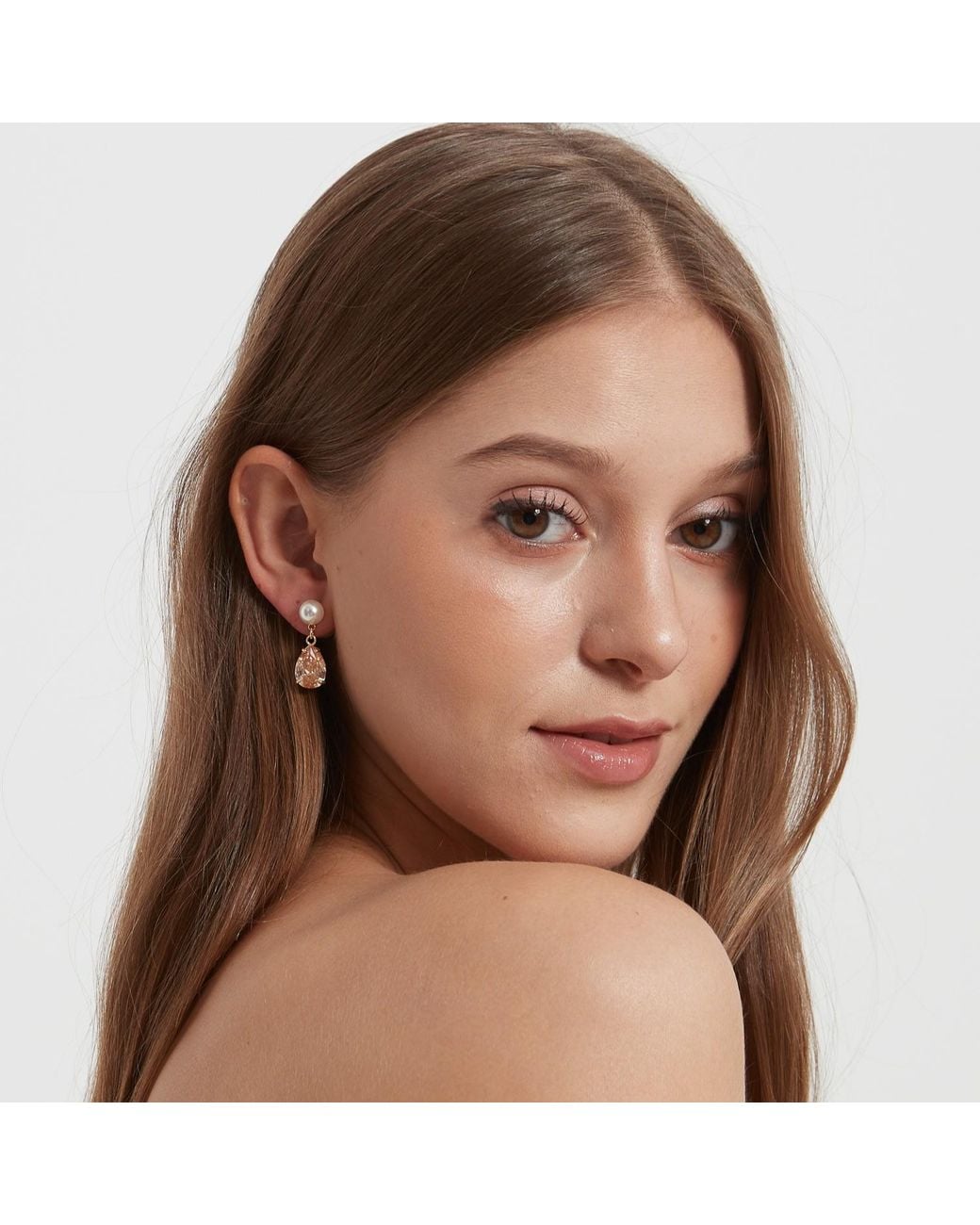 Miss Cecilia Metallic Gianna Double Pearl Pendant Earrings